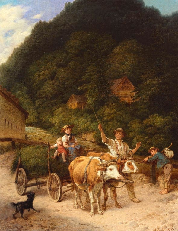 Johann Grund, The Bullock-Cart, near Lichtenthal, Baden-Baden