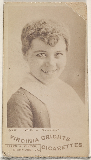 Allen & Ginter, Card 488, "Take a Smile!", from the Actors and Actresses series (N45, Type 5) for Virginia Brights Cigarettes