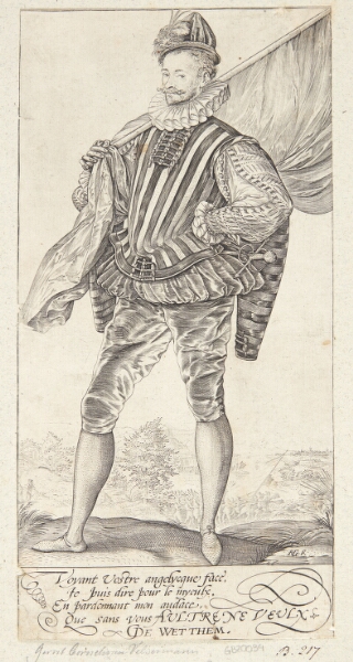 Hendrick Goltzius, En fanebærer, vendt mod venstre
