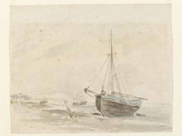 Constable, John (RA), Coast scene with shipping, probably near Brighton