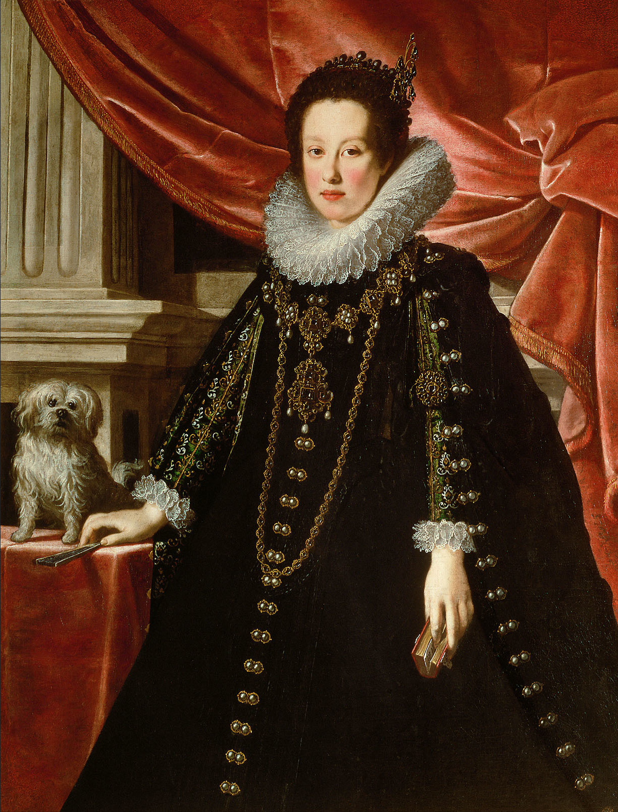 Justus Sustermans, Portrait of Anna de' Medici (1616-1676), Archduchess with her Lapdog