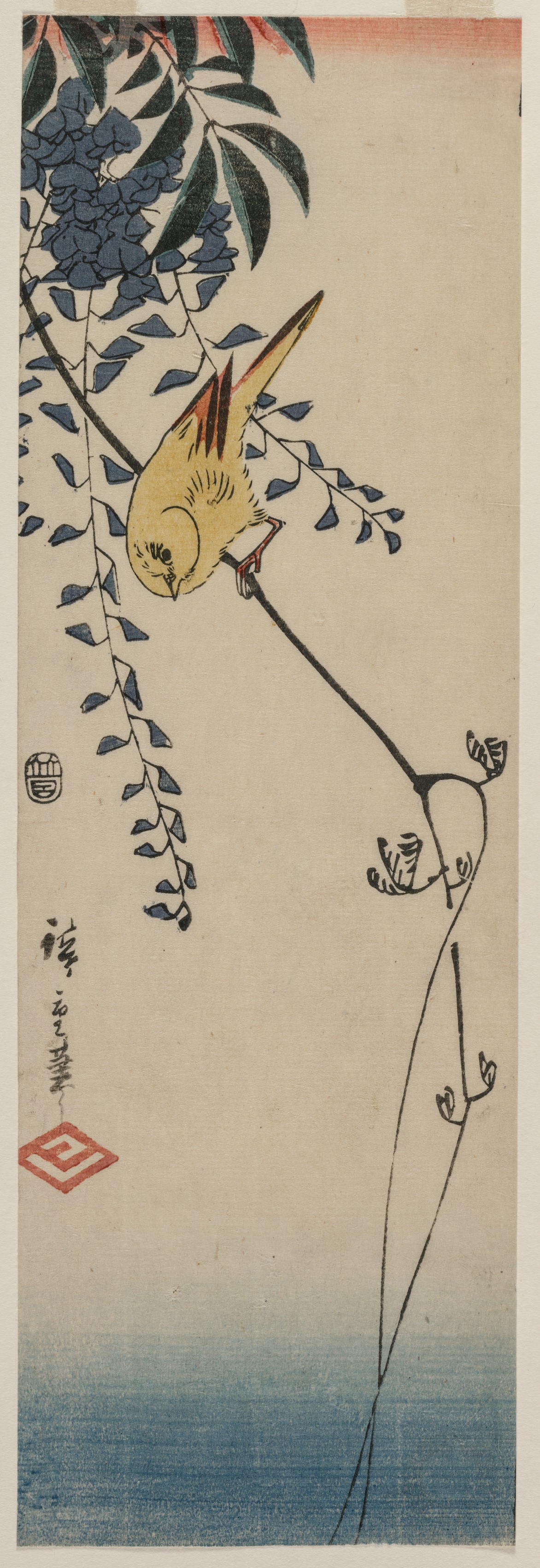Utagawa Hiroshige, Canary and Wisteria