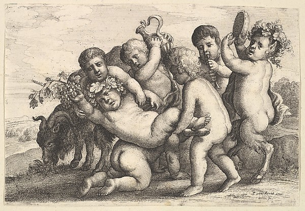 Wenceslaus Hollar, Five boys, two satyrs and a goat