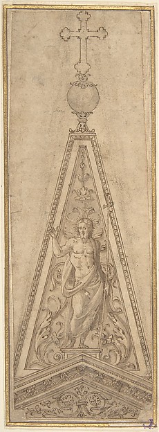 Anonymous, Italian, 16th century, Design for Pediments with the Resurrected Christ surmounted by a Crucifix