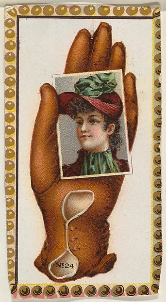 Allen & Ginter, Card Number 24, cut-out from banner advertising the Opera Gloves series (G29) for Allen & Ginter Cigarettes