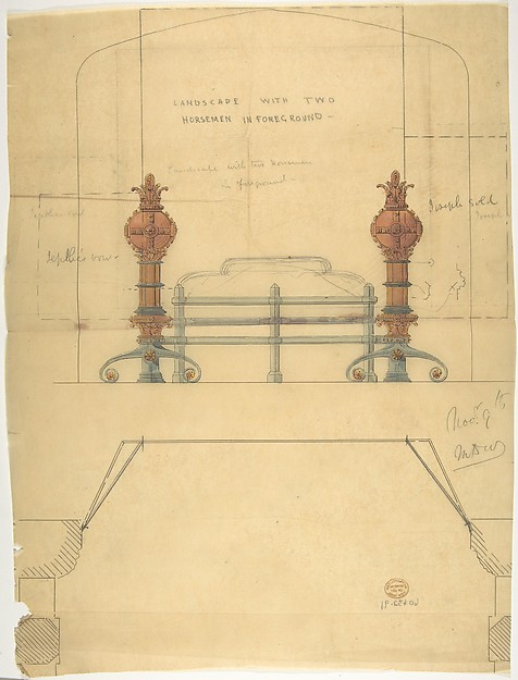 Anonymous, British, 19th century, Design for a Grate, with Plan