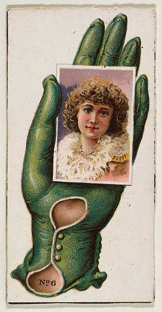 Allen & Ginter, Card Number 6, cut-out from banner advertising the Opera Gloves series (G29) for Allen & Ginter Cigarettes