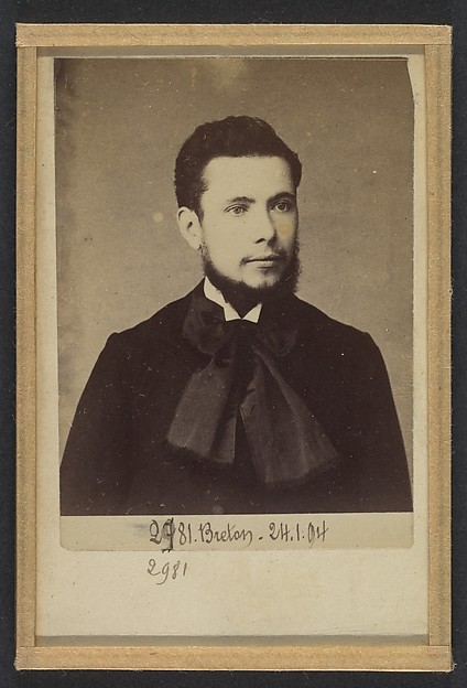 Alphonse Bertillon, Breton. Ernest, Jean. 28 ans, 27/10/63. Anarchiste 24/1/94.