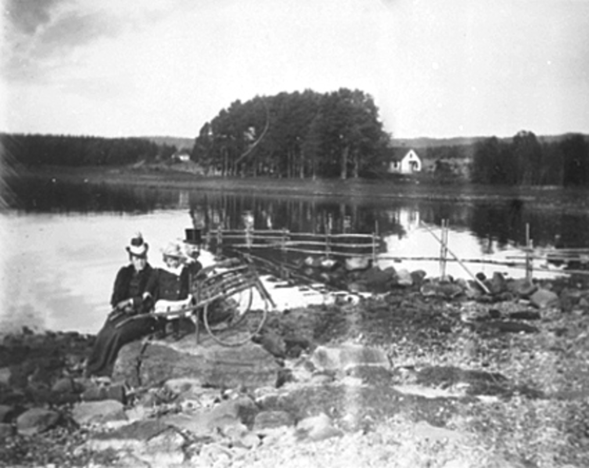 Anno Domkirkeodden, Gruppe 3, Carl Borchgrevink med familie, Rosenlundvika, Hedmarksmuseet og Domkirkeodden. Trillevogn, barnevogn.