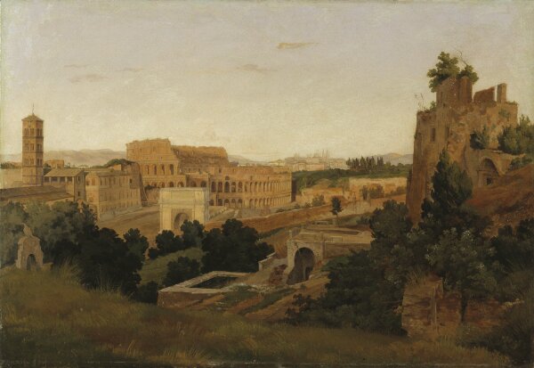 Gustaf Wilhelm Palm, Utsikt över Rom med Colosseum. Studie