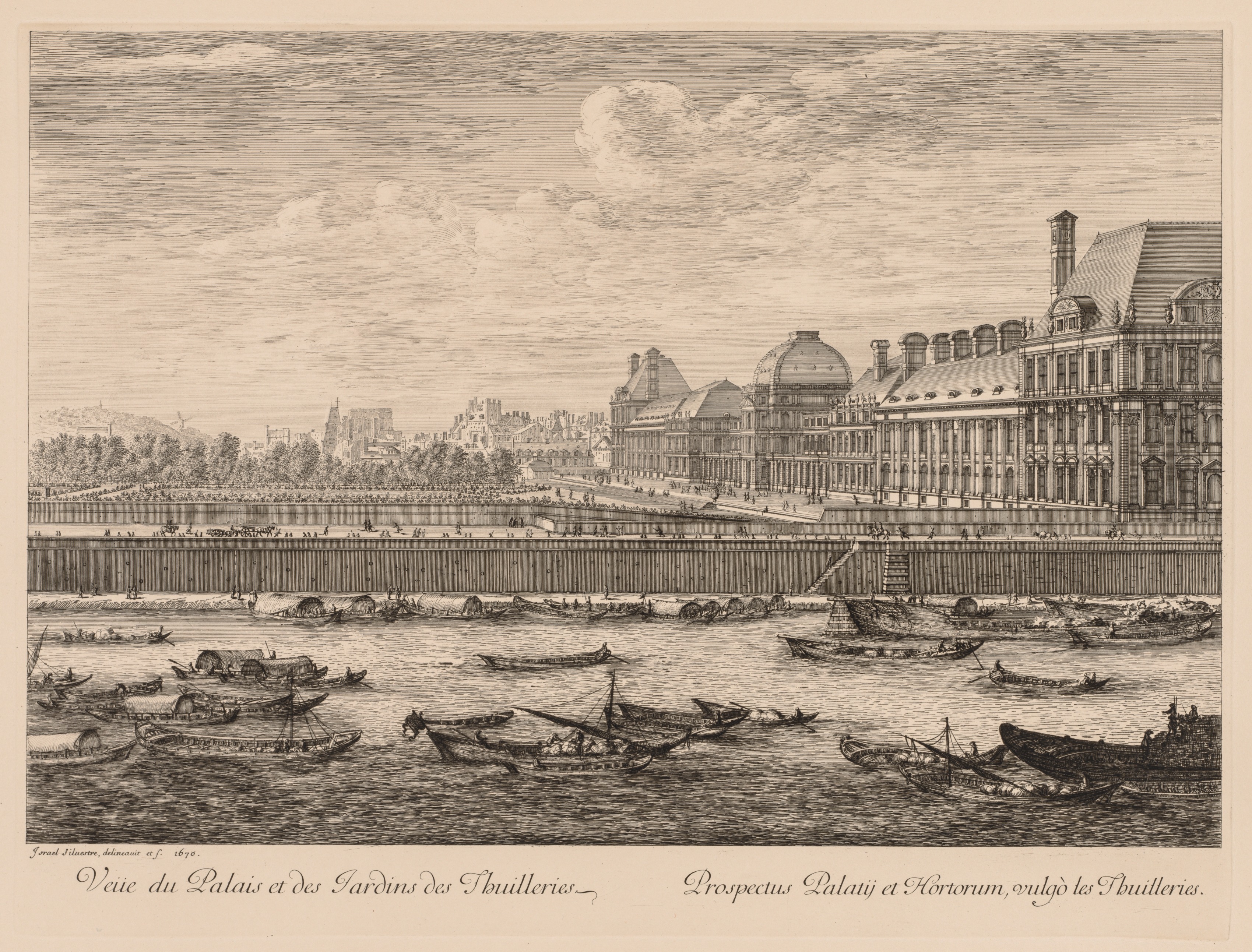 Israël Silvestre, Vue du palais et des jardins des Tuileries, du côté du quai