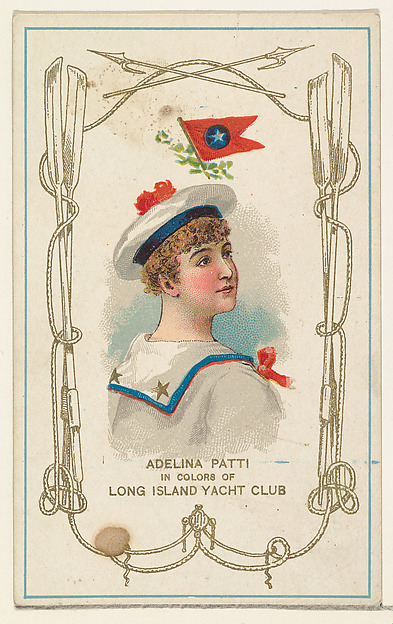 W. Duke, Sons & Co., Adelina Patti in Colors of the Long Island Yacht Club, from the Yacht Colors of the World series (N140) issued by Duke Sons & Co. to promote Honest Long Cut Tobacco