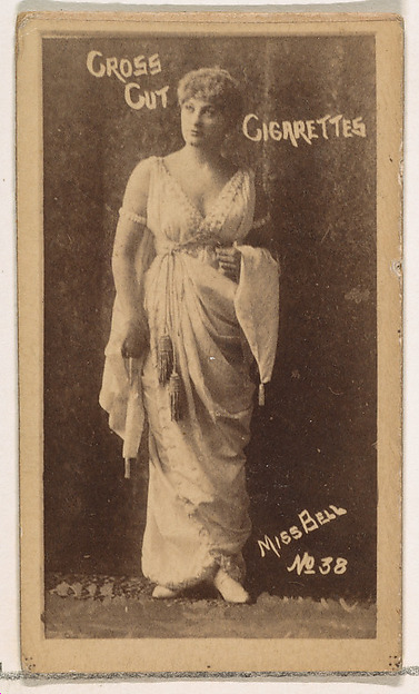 W. Duke, Sons & Co., Card Number 38, Miss Bell, from the Actors and Actresses series (N145-1) issued by Duke Sons & Co. to promote Cross Cut Cigarettes