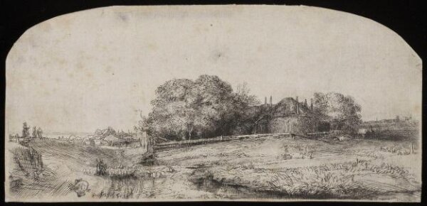Rembrandt van Rijn, Landscape with a hay barn and a flock of sheep
