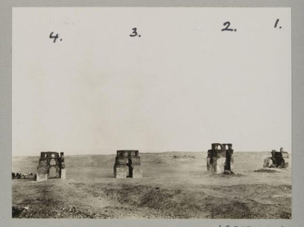 K.A.C. Creswell, View from the north on the mausoleums of the Saba' Banat , Cairo