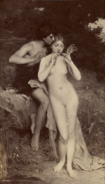 Unknown, [Painting of nude female playing pipes]