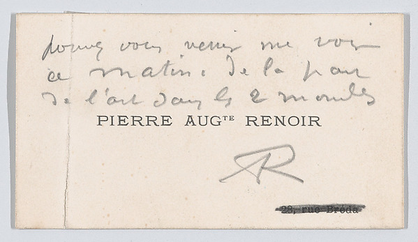 Anonymous, Pierre-Auguste Renoir, calling card