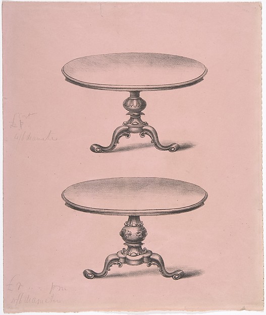 Anonymous, British, 19th century, Design for Two Round-topped Pedestal Tables