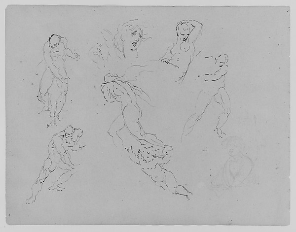 Thomas Sully, Seven Figure Studies; Portrait of a Woman (from Sketchbook)