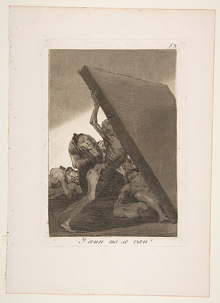 Goya (Francisco de Goya y Lucientes), Plate 59 from "Los Caprichos": And still they don't go! (Y aun no se van!)