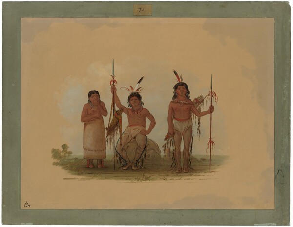 George Catlin, Two Arapaho Warriors and a Woman