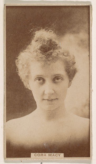 Kinney Brothers Tobacco Company, Cora Macy, from the Actresses series (N245) issued by Kinney Brothers to promote Sweet Caporal Cigarettes