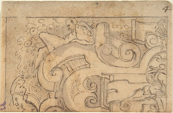 Anonymous, Italian, 16th century, Fragment of Strapwork Design (tracing?)