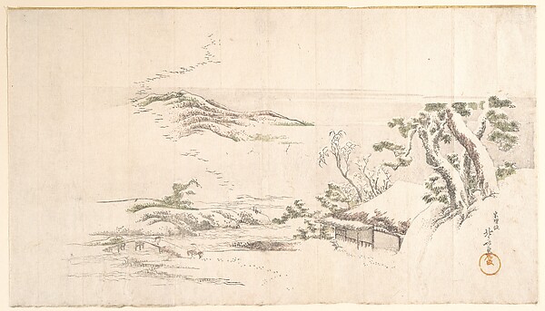 Katsushika Hokusai, A Snow–clad Landscape with Gray Clouds