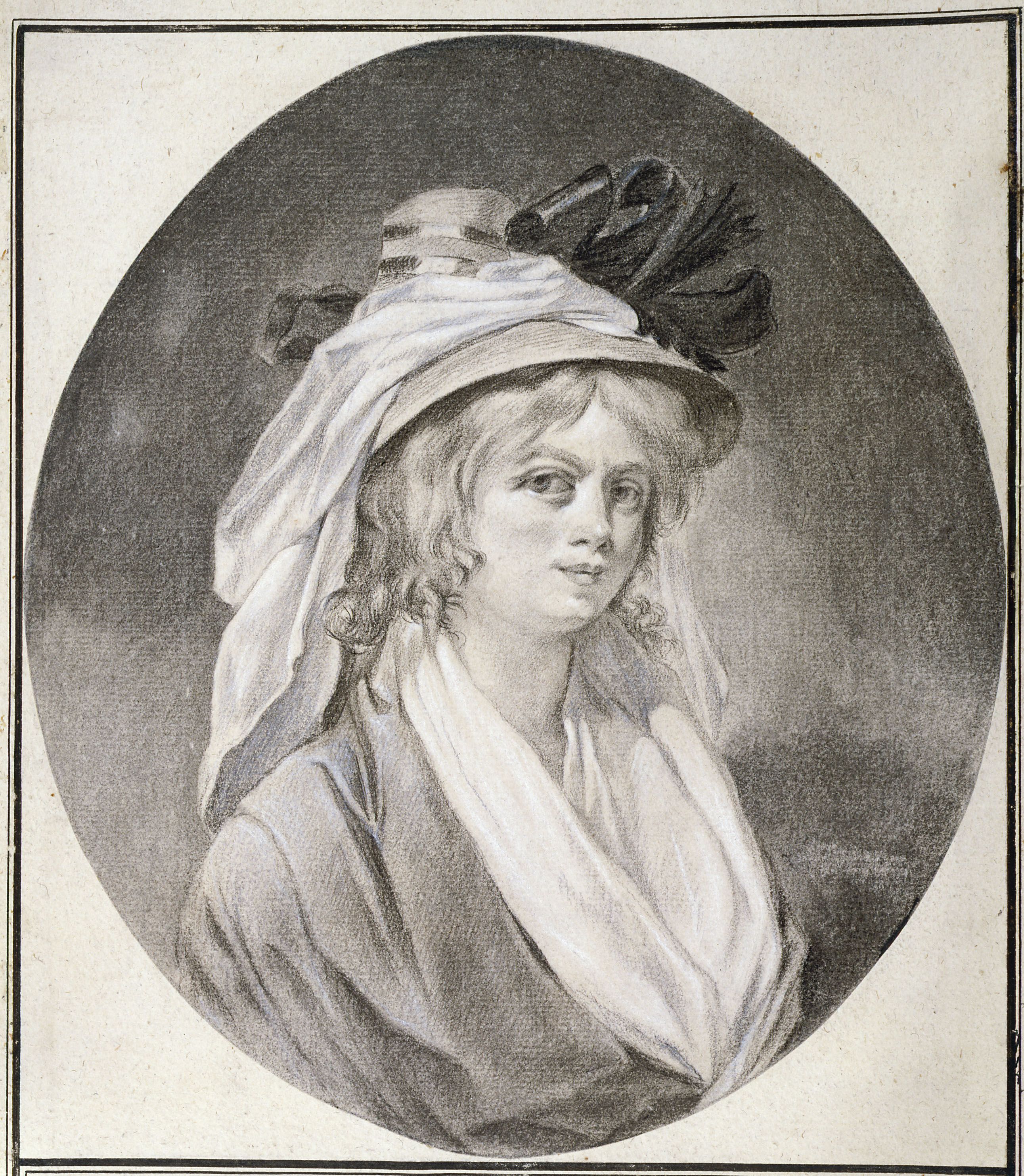 Ecole anglaise, Portrait de jeune femme au chapeau