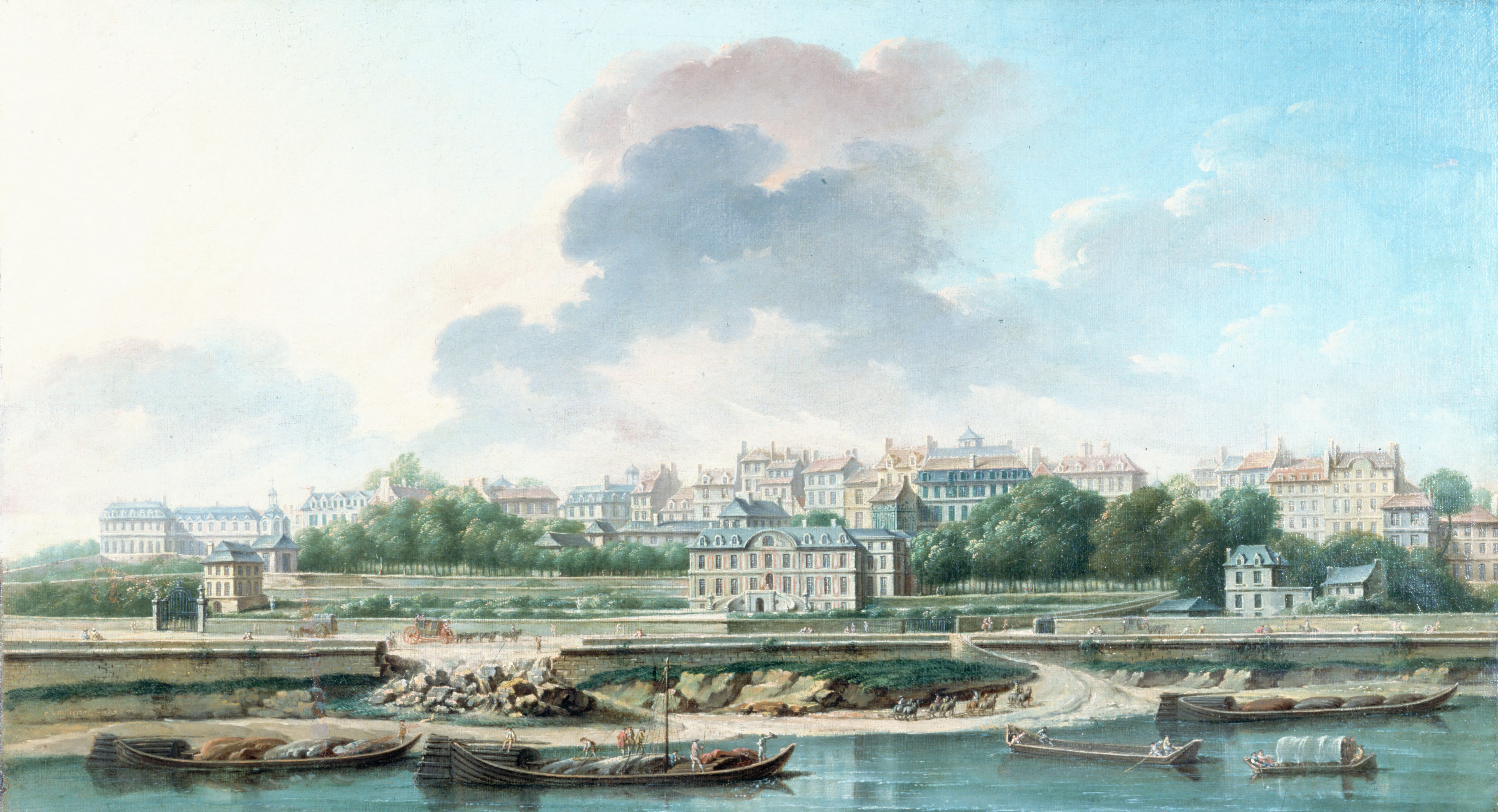 Nicolas Jean-Baptiste Raguenet, Le Quai et le Village de Passy, vus de la rive gauche