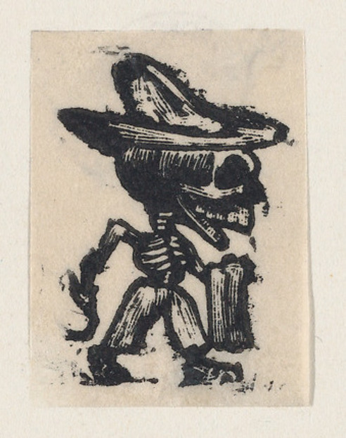 José Guadalupe Posada, Skeleton wearing a hat and carrying a towel