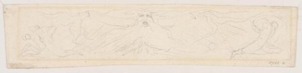William Blake, Head and shoulders of a bearded figure with open mouth and outstretched  arms