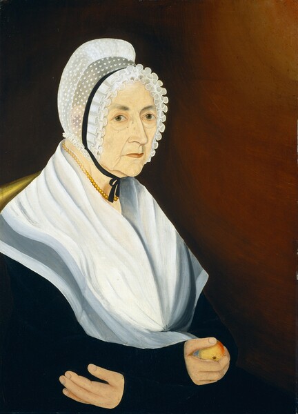 American 19th Century, Probably Annis Cook Holding an Apple