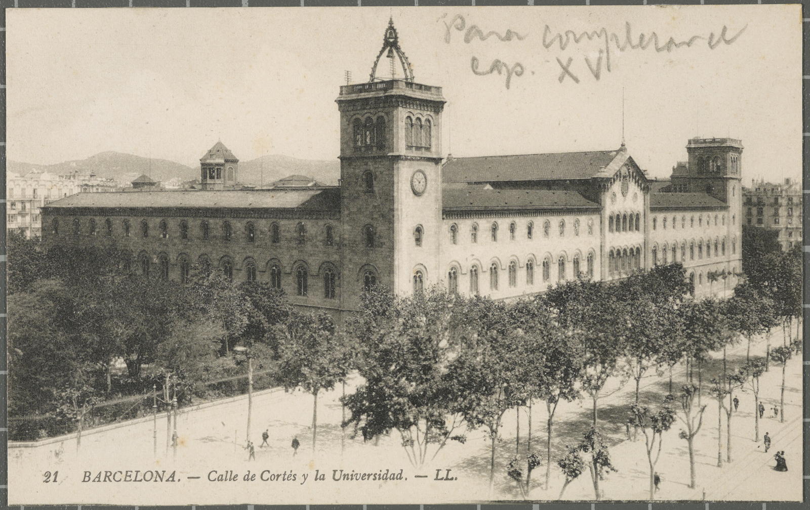 Desconegut, 21 BARCELONA. - Street of Cortés y the Universidad. - LL.
