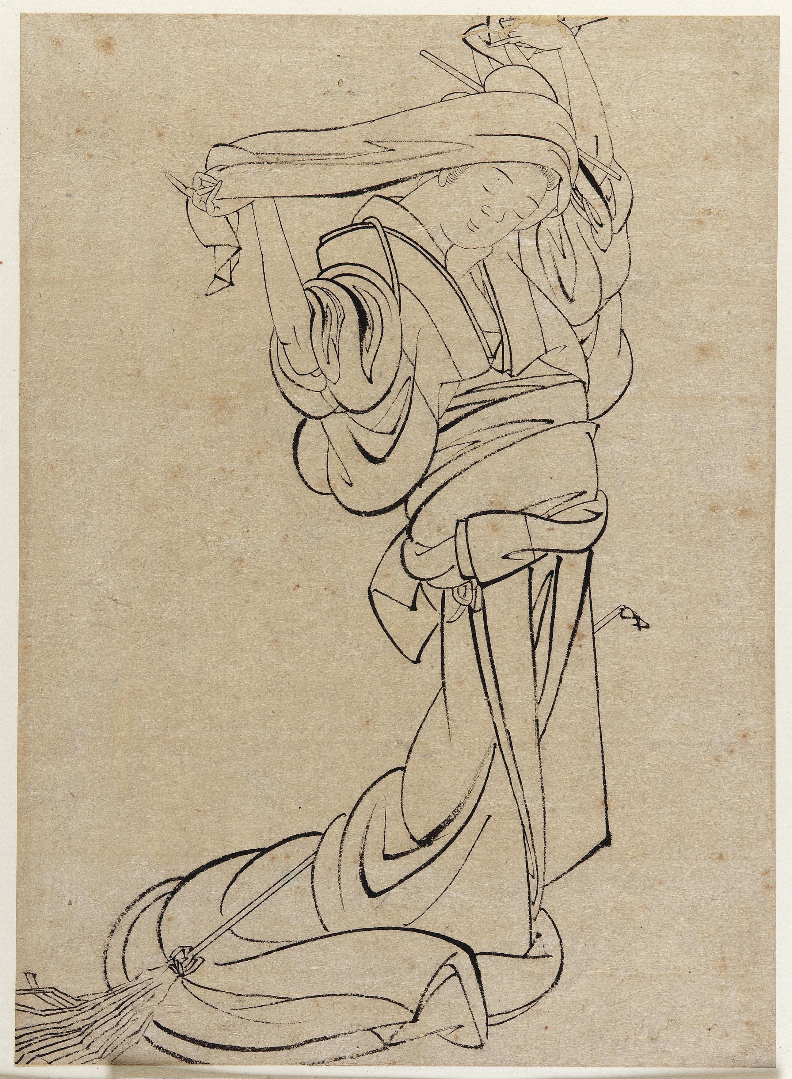 Katsushika Hokusai, Maiden playing a samisen