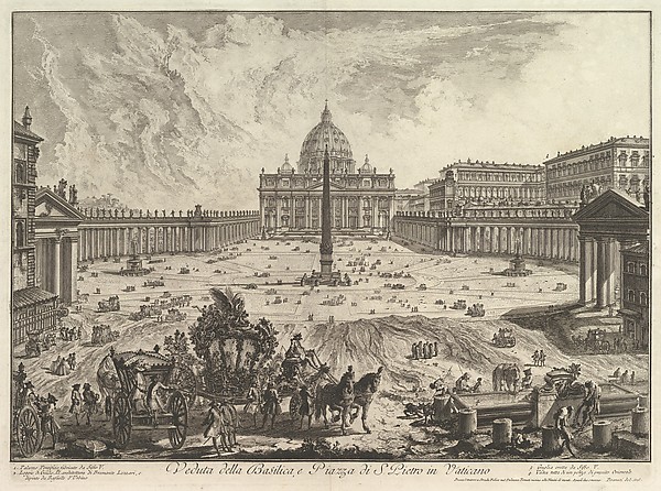 Giovanni Battista Piranesi, View of St. Peter's Basilica and Piazza in the Vatican, from Vedute di Roma (Roman Views)