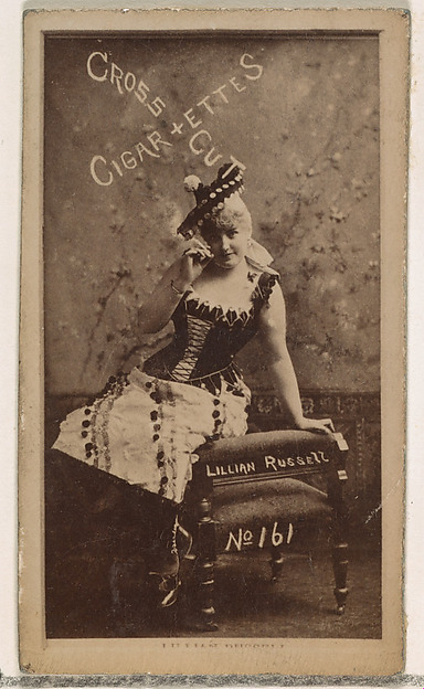 W. Duke, Sons & Co., Card Number 161, Lillian Russell, from the Actors and Actresses series (N145-1) issued by Duke Sons & Co. to promote Cross Cut Cigarettes