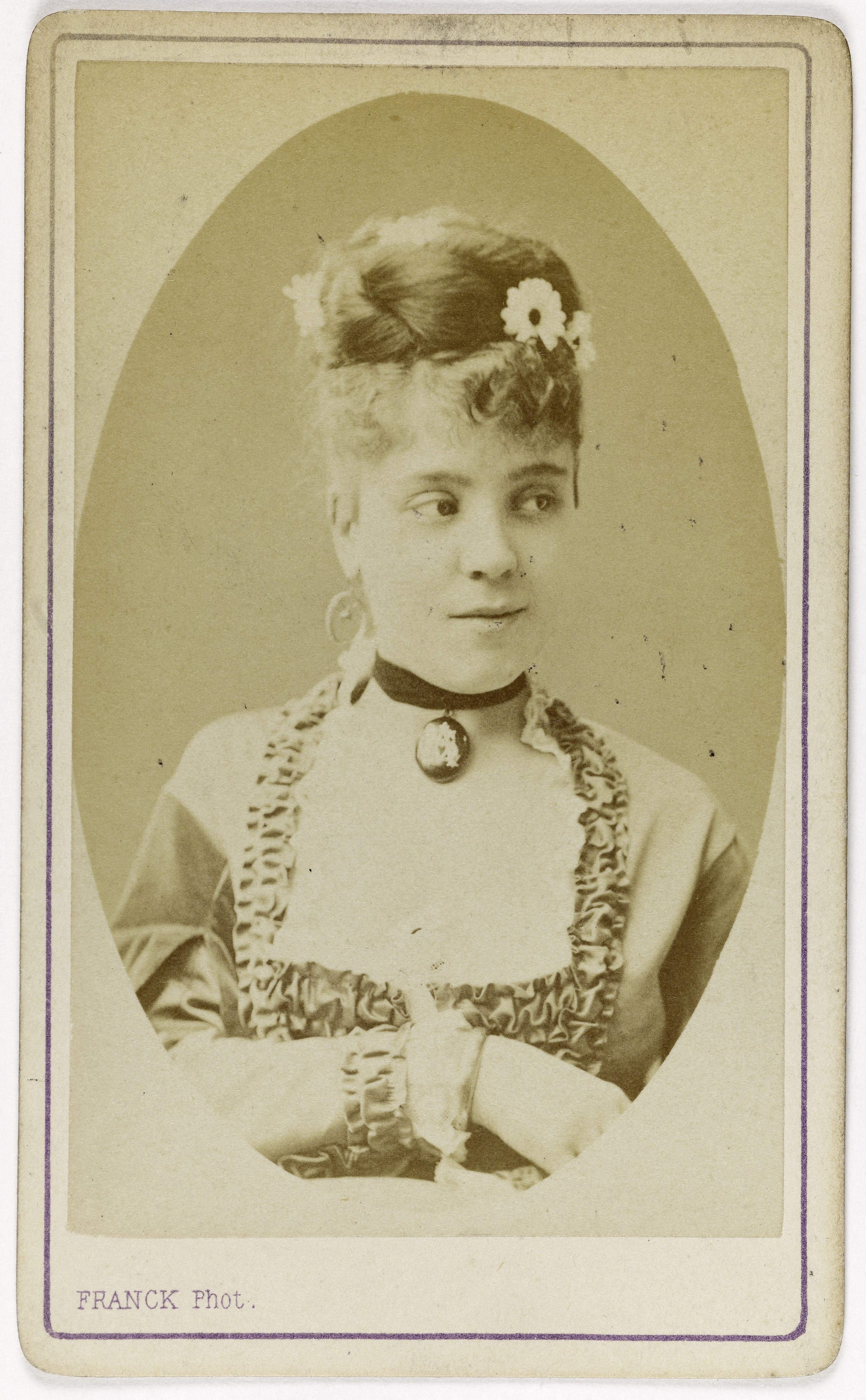 Franck, Portrait de Mathilde (épouse d'Amédée De Jallais), actrice au Théâtre des Délassements-Comiques en 1852-1853 et au Théâtre de la Gaîté en 1861.