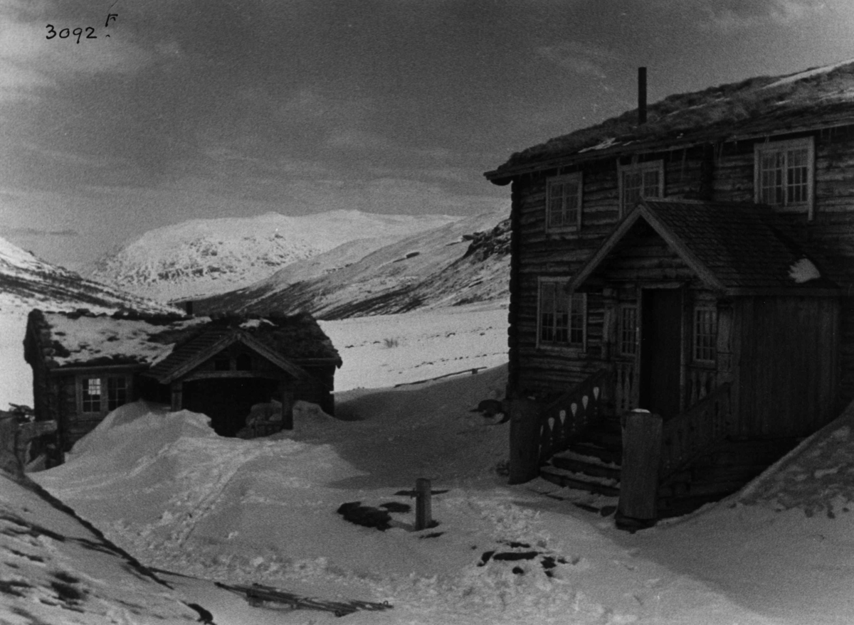 Anders Beer Wilse, Bebyggelse, Jotunheimen, sno, Spiterstulen, mot Visdalen.
