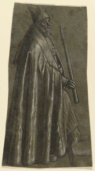 Vittore Carpaccio, Bishop Holding a Candle (recto); Draped Legs (verso)