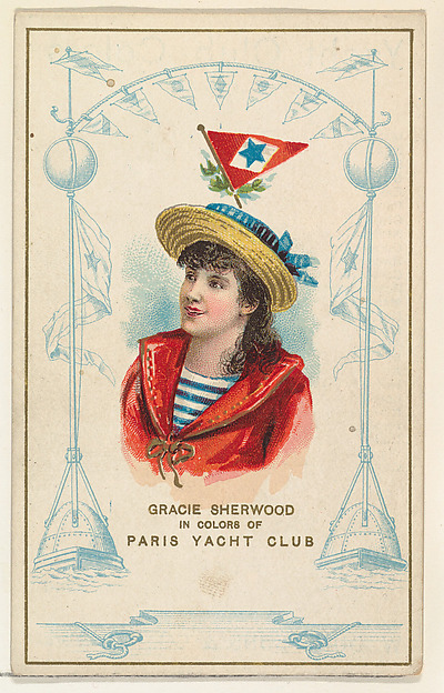 W. Duke, Sons & Co., Gracie Sherwood in Colors of the Paris Yacht Club, from the Yacht Colors of the World series (N140) issued by Duke Sons & Co. to promote Honest Long Cut Tobacco