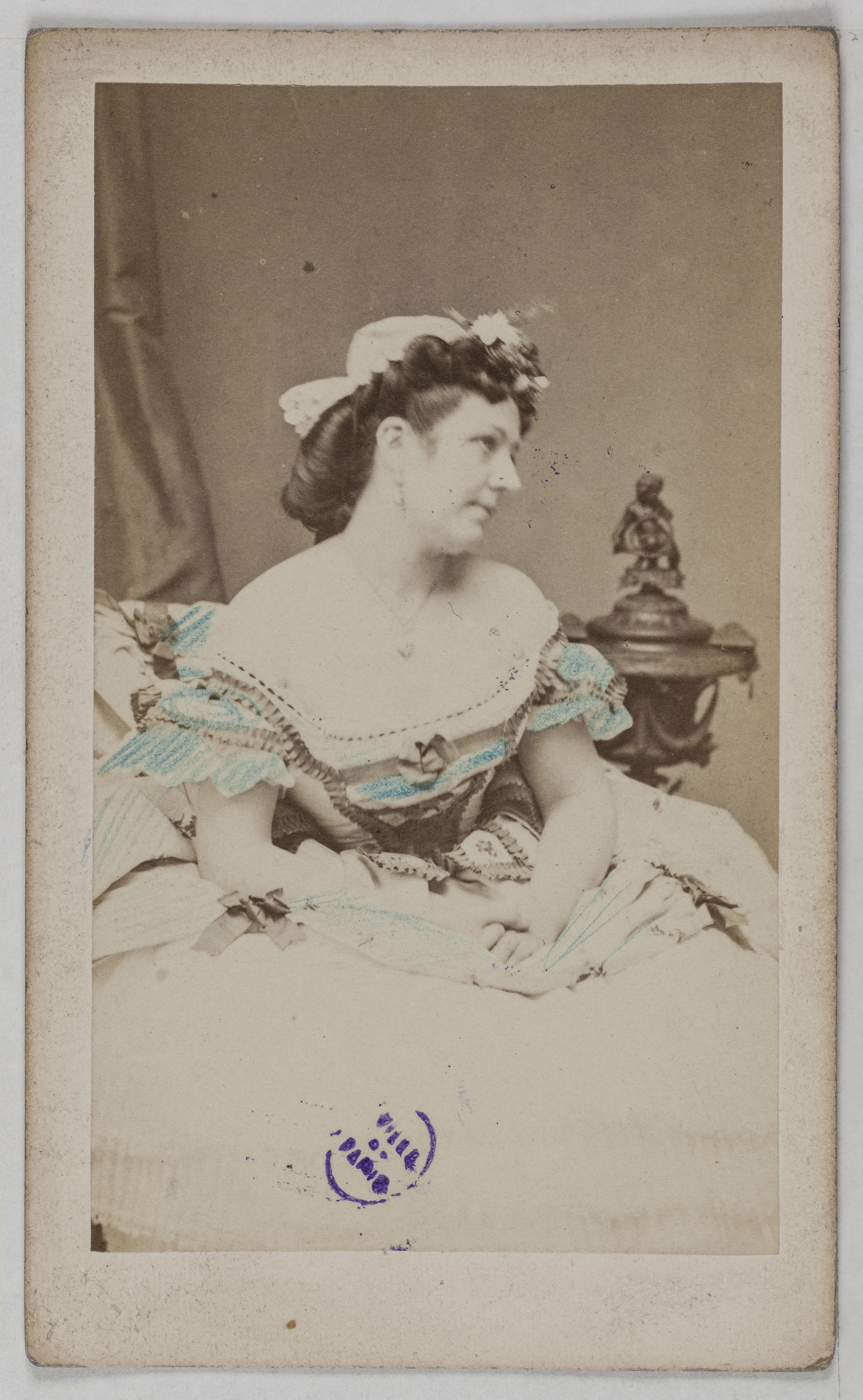 Ulric Grob, Portrait d'Emilie Keller ( -1889), (actrice aux théâtres des Variétés et du Palais-Royal)