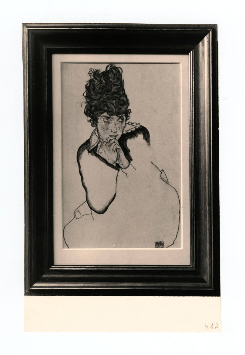 Anonym, Fotografie einer Zeichnung von Egon Schiele aus 1917 (Kallir D 1913), Adele Harms darstellend, aus dem Besitz von Max Wagner