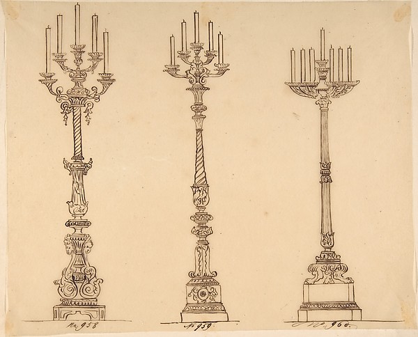 Anonymous, French, 19th century, Designs for Three Candelabras