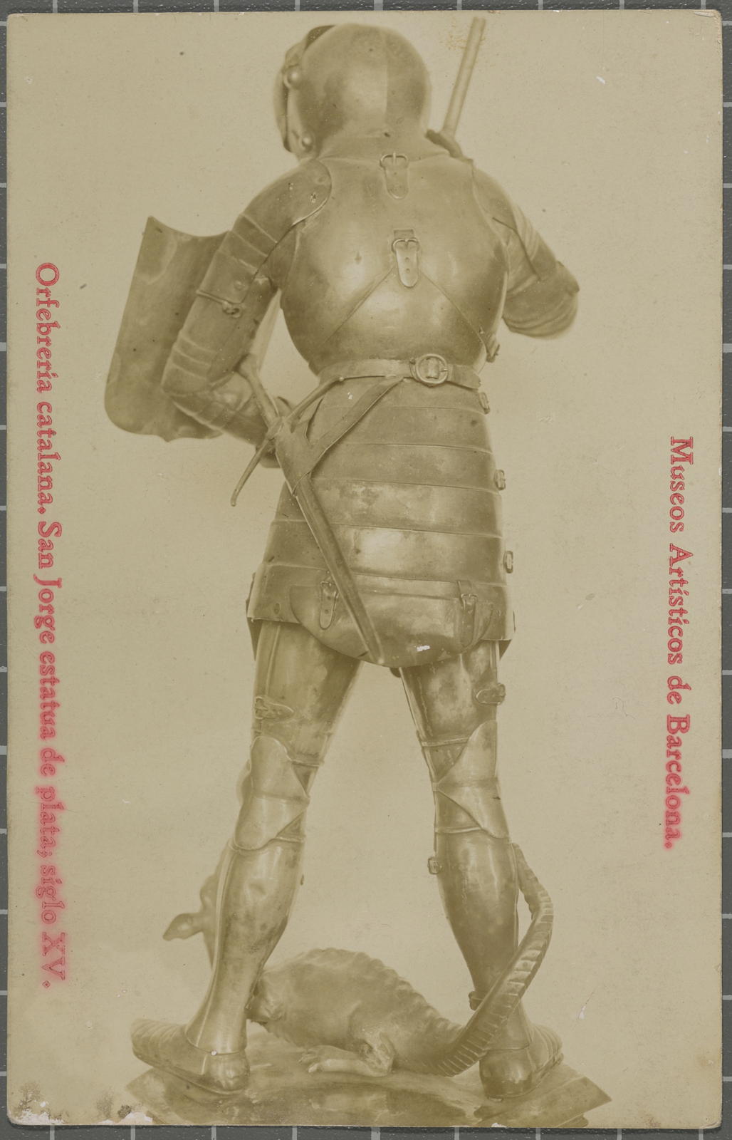 Desconegut, Artistic Museums of Barcelona. Catalan goldsmithery. San Jorge silver statue; acronym XV