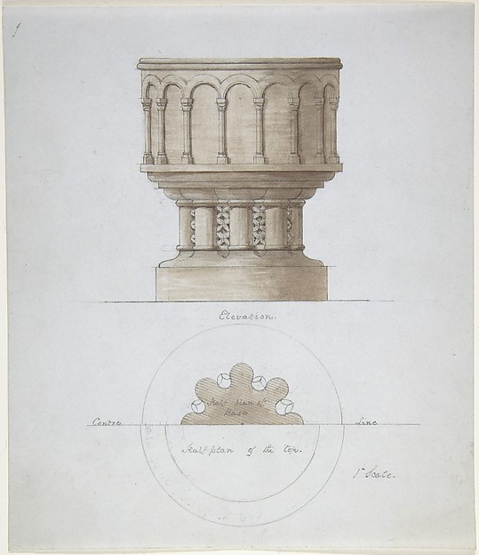 Anonymous, British, 19th century, Romanesque Style Font