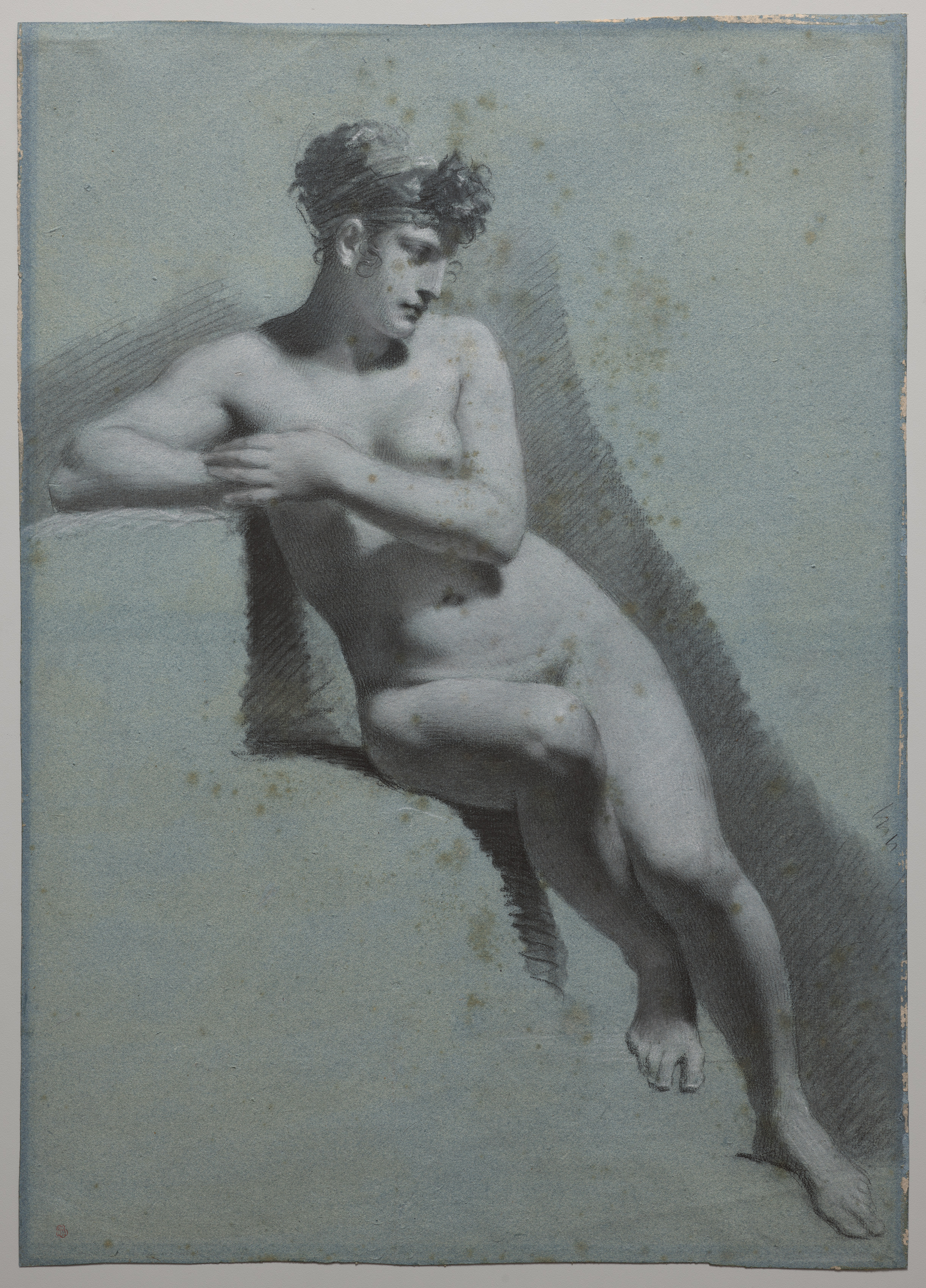 Pierre-Paul Prud'hon, Study of a Nude Woman, Seated Looking to the Right (recto)