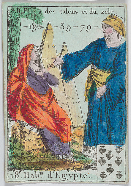 Anonymous, French, 18th century, Hab.ts d'Egypte from playing cards "Jeu d'Or"