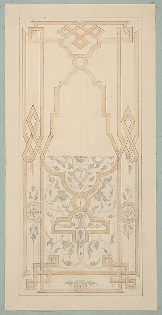 Jules-Edmond-Charles Lachaise, Design for a panel ornamented with strapwork and rinceaux