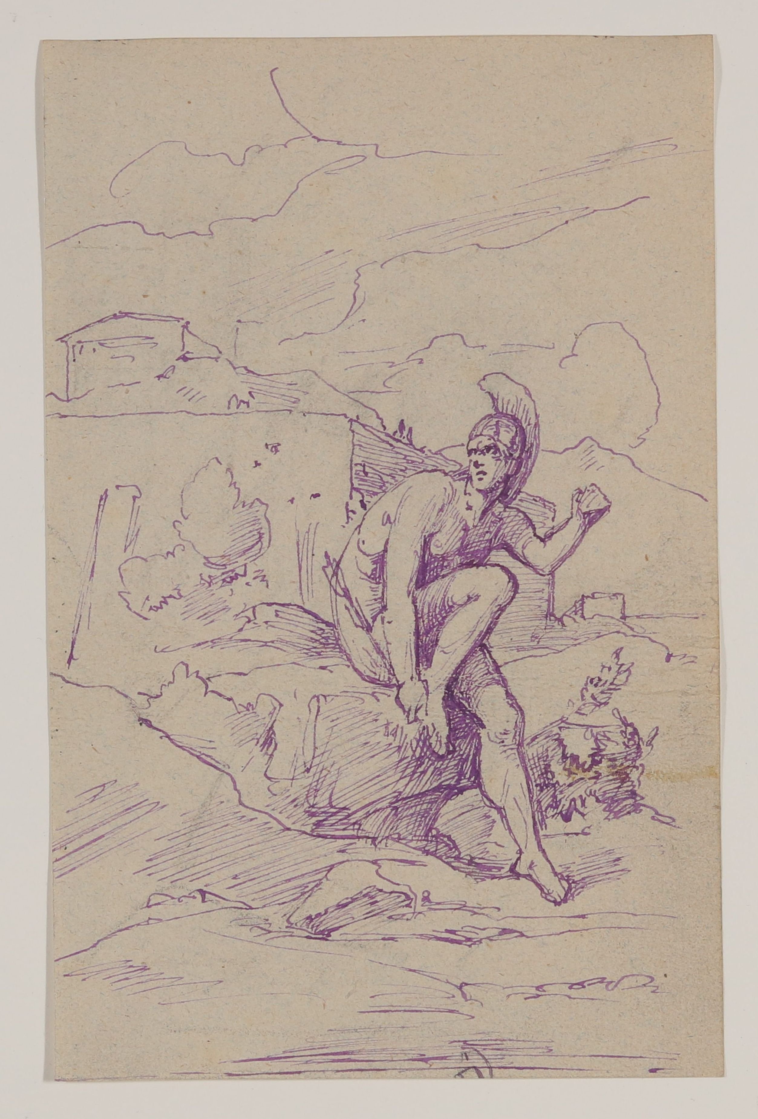 Friedrich Preller (der Ältere), Der verwundete Achilleus [Entwurf zu einem Illustrationszyklus mit Szenen aus Homers "Ilias"]